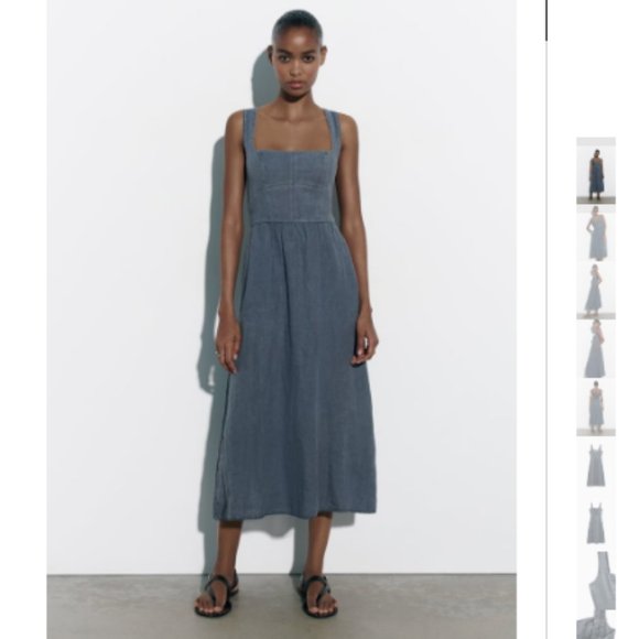 Zara Linen Midi Dress - S - Picture 1 of 5